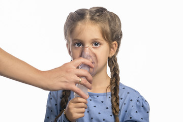 Little Girl Inhaling Cough Medicine