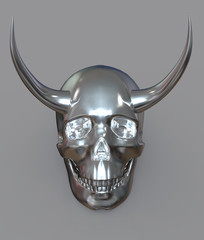 Skull with horns.3d illustration on an isolated background