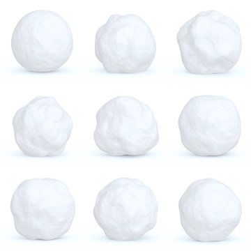 Set of snowballs with shadows isolated