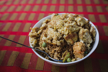 Traditional Kashmir food. Spicy fried rice.