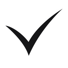 Black check mark icon. Tick symbol in black color, vector illustration.