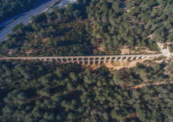 Aerial view of the medieval Roman aqueduct