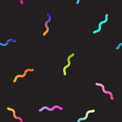 Fototapeta premium Black abstract background with colorful design elements. Seamless pattern, vector illustration