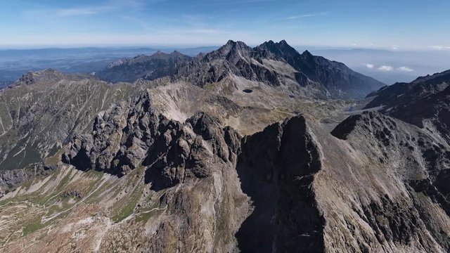 360 degrees seamless looped aerial view of Velka Studena dolina and lakes in High Tatras mountains, Slovakia