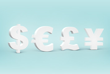 High detailed 3D money signs set, vector illustration