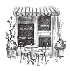 Little cosy cafe. Vector sketch