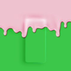 High detailed 3D matte smatphone covered with paint, vector illustration