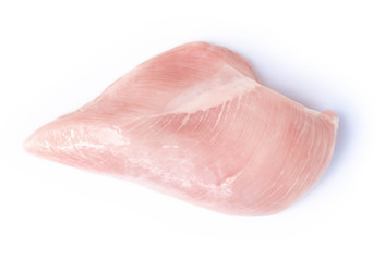 Top view, Raw chicken breast isolated on white background, ingredient for make cooking © mraoraor