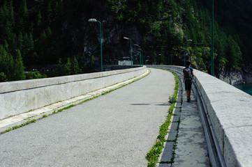 Fototapeta na wymiar Dam on Campliccioli Lake in Valle Antrona, Piedmont, Italy