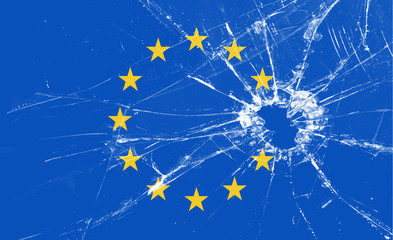 Fototapeta premium Illustration with glass hole for BREXIT - Great Britain leaving the EU, vector