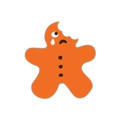 vector colored icon of bitten and crying cookie (gingerbread man)