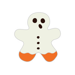 vector colored orange icon of ghost cookie (gingerbread man)