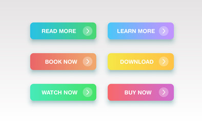 Obraz premium Colorful clean buttons for websites, vector illustration
