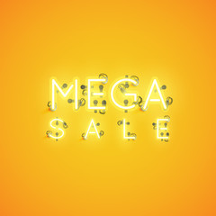 'MEGA SALE' neon sign, vector illustration