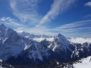 Winter Alps 4. Winter snowy landscape of monumental mountains in the Swiss Alps.