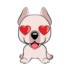 in love, kiss, romantic, relationship, happy, with heart eyes emotions. Set of dog character illustrations in vector hand drawn cartoon style. As logo, mascot, sticker, emoji, emoticon