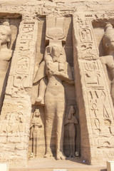 Detail of exterior temple of Abu Simbel, the Great Temple of Ramesses II, Egypt