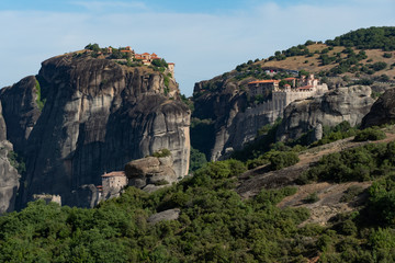 Fototapeta na wymiar Great Meteor monastery, Varlaam monastery and Convent Rousanou, Meteora, Greece