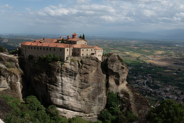 Fototapeta na wymiar Monastery of St. Steven, Meteora, Greece with view of Kalambaka