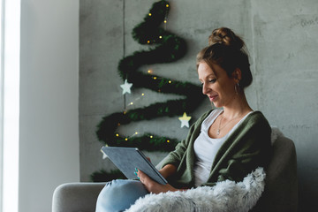 Typing on digital tablet - Holiday theme