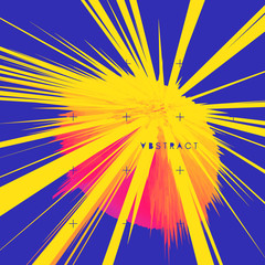 Background with exploding rays. Abstract vector illustration with dynamic effect. Cover design template. Can be used for advertising, marketing and presentation.