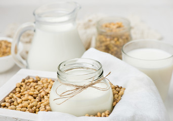 Soy milk in a glass jar