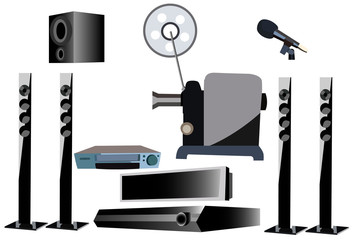 a set of different video equipment of different times