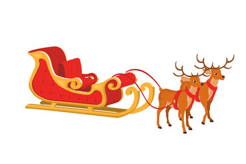 Vector design of santa sleigh with reindeer