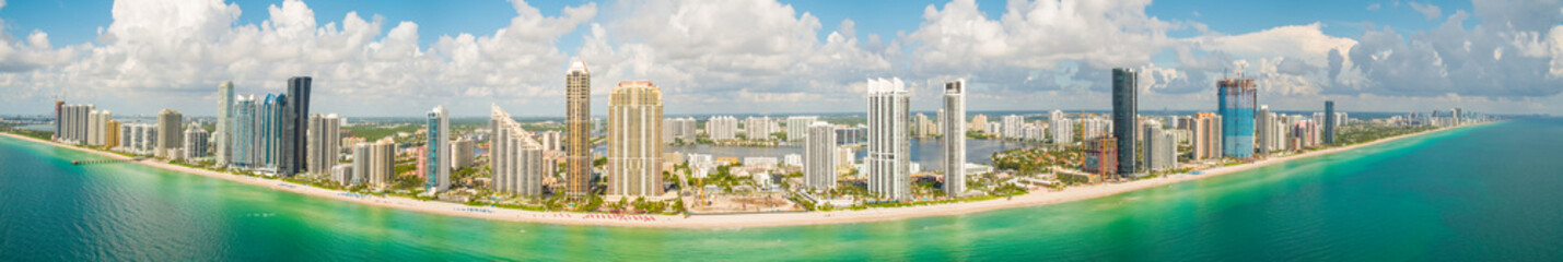Fototapeta na wymiar Aerial beachside panorama Sunny Isles Beach Florida