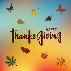 Vector illustration of Happy Thanksgiving for logotype, flyer, banner, postcard, greeting card.