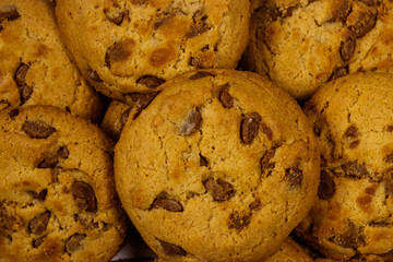 Background of the tasty chocolate chip cookies