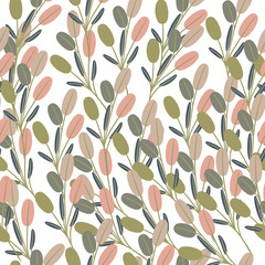 Floral vector pattern in vintage style with leaves
