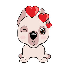 Dogo Argentino dog sitting flat design.