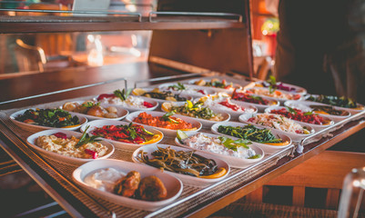 Showcase with a variety of Turkish snacks