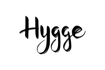 Hygge hand drawn lettering for hygge lifestyle poster, banner, logo, icon, greeting card, promo. Danish happieness, vector illustration, modern calligraphy. Danish living concept