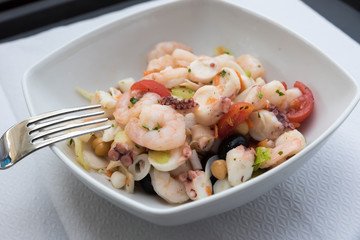 Tasty mixed seafood salad