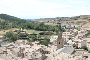 Fototapeta na wymiar A landscape of Uncastillo, a small rural town in the Pre-Pyrenees in the Aragon region, in Spain