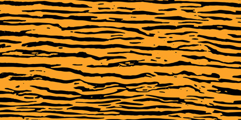 Black and orange background. Chaotic black lines on an orange background.