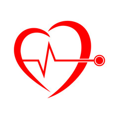Heart with heartbeat sign. Vector illustration.