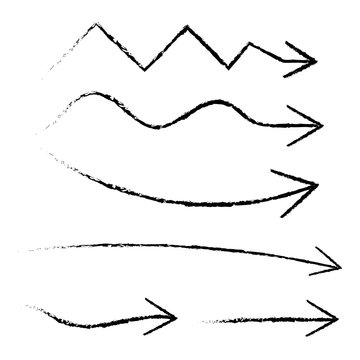 Set of hand drawn arrows to right. Vector illustration
