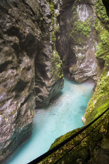 thermal water source in beautiful tolmin gorges in triglav national park, slovenia