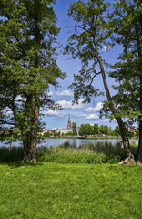 Fototapeta premium A view on the Burgsee of Schwerin, Mecklenburg-Vorpommern, Germany.