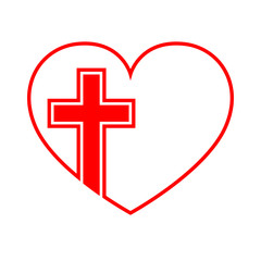 Obraz premium Heart with Christian cross. Vector illustration.