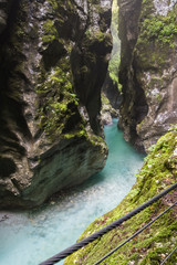 thermal water source in beautiful tolmin gorges in triglav national park, slovenia