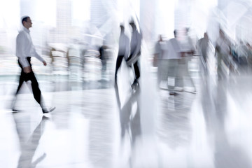 group of people in the lobby business center