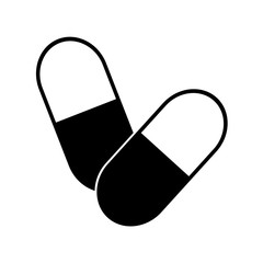 Pills icon, silhouette, logo on white background