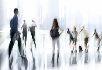 group of people in the lobby business center