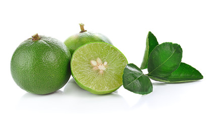 Fresh lime and slice, Isolated on white background