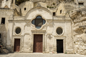 Fototapeta na wymiar Rock Church of San Pietro Barisano in Matera, Basilicata. Italy