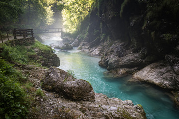 scenic beautiful tolmin gorges in triglav national park, slovenia